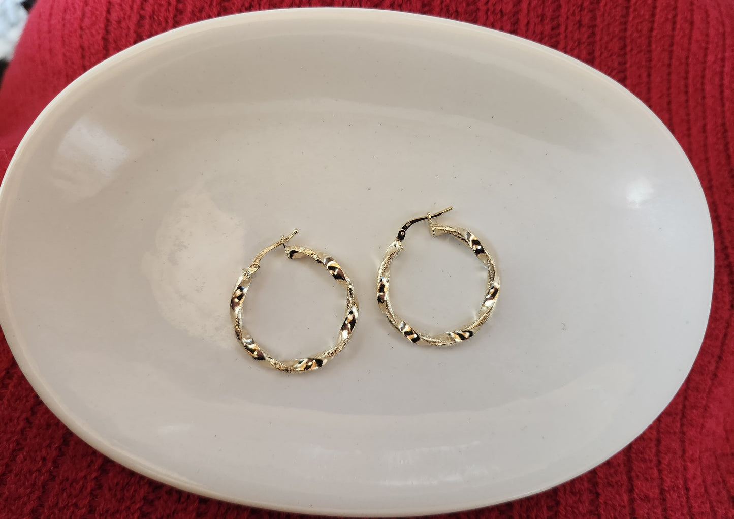 Textured Twisted Hoop Earrings in 18k Solid Gold