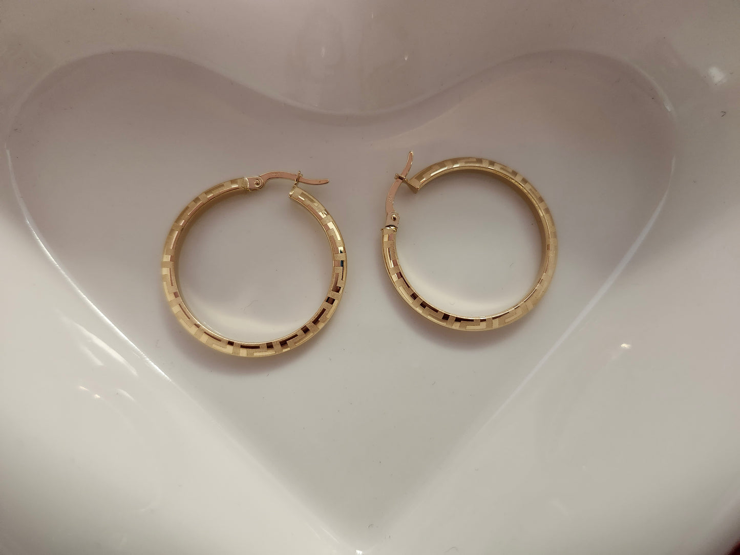 Two-Tone Frosted Double Hoop Earrings in 18k Solid Gold