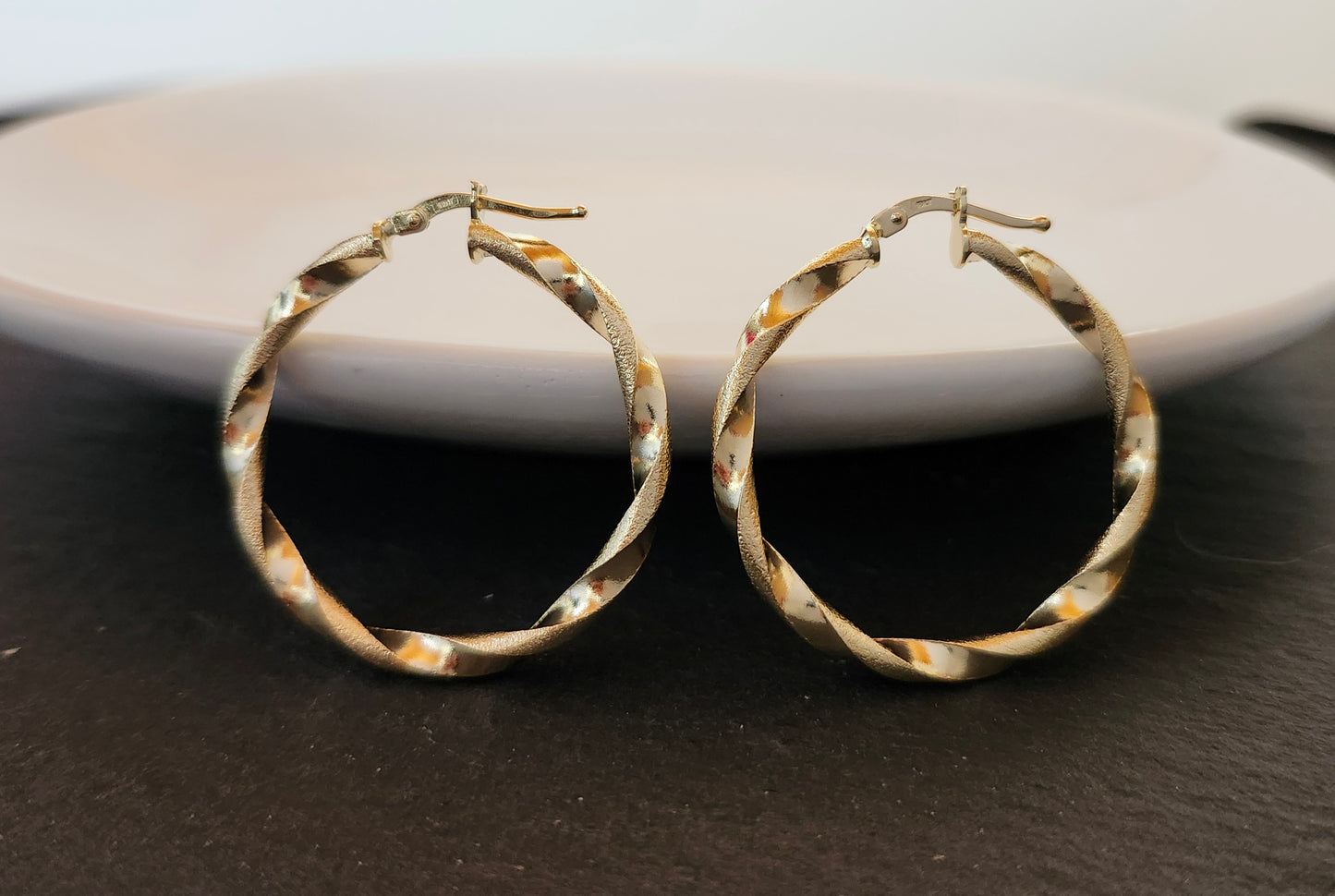 Textured Twisted Hoop Earrings in 18k Solid Gold