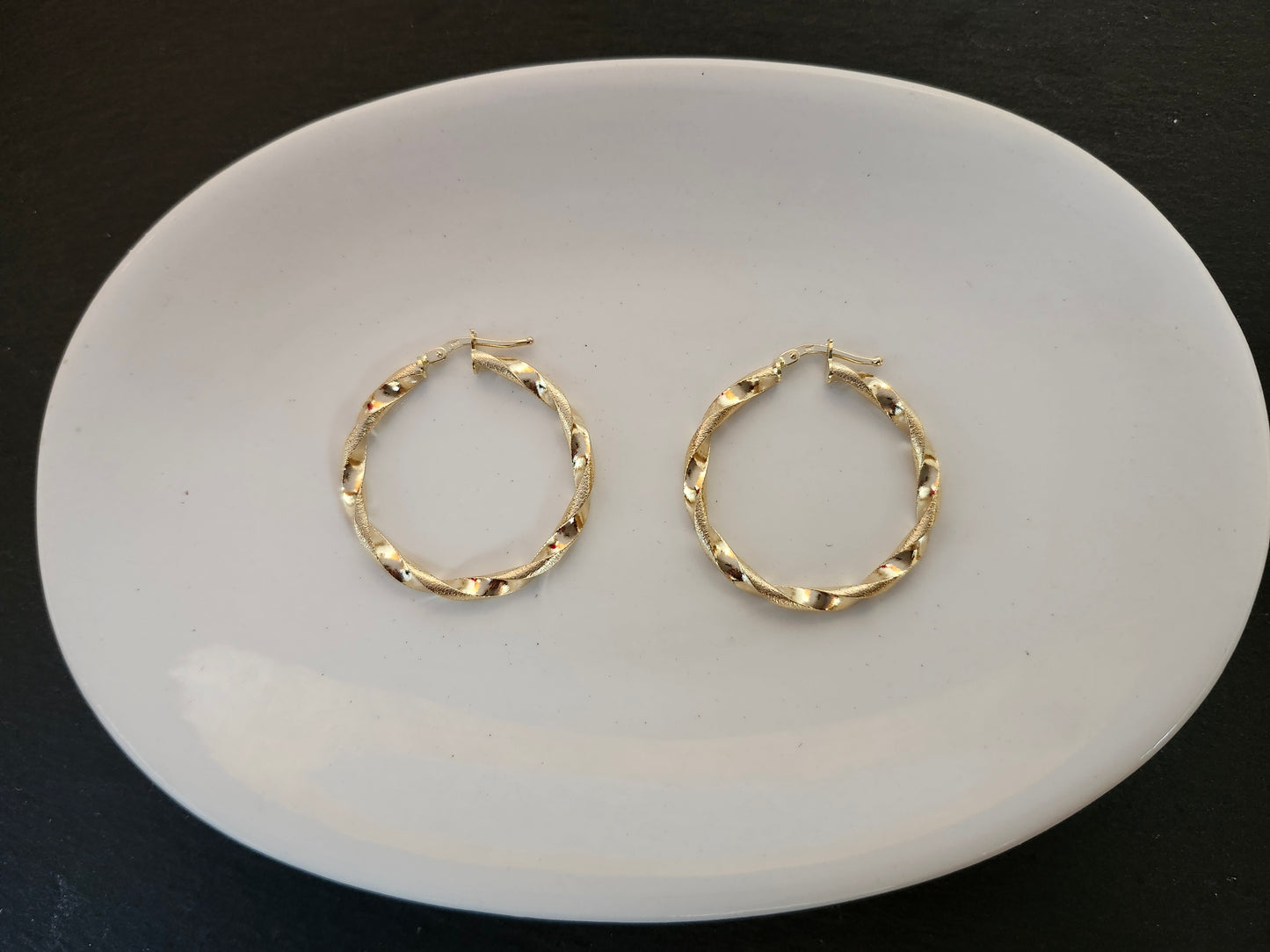 Textured Twisted Hoop Earrings in 18k Solid Gold