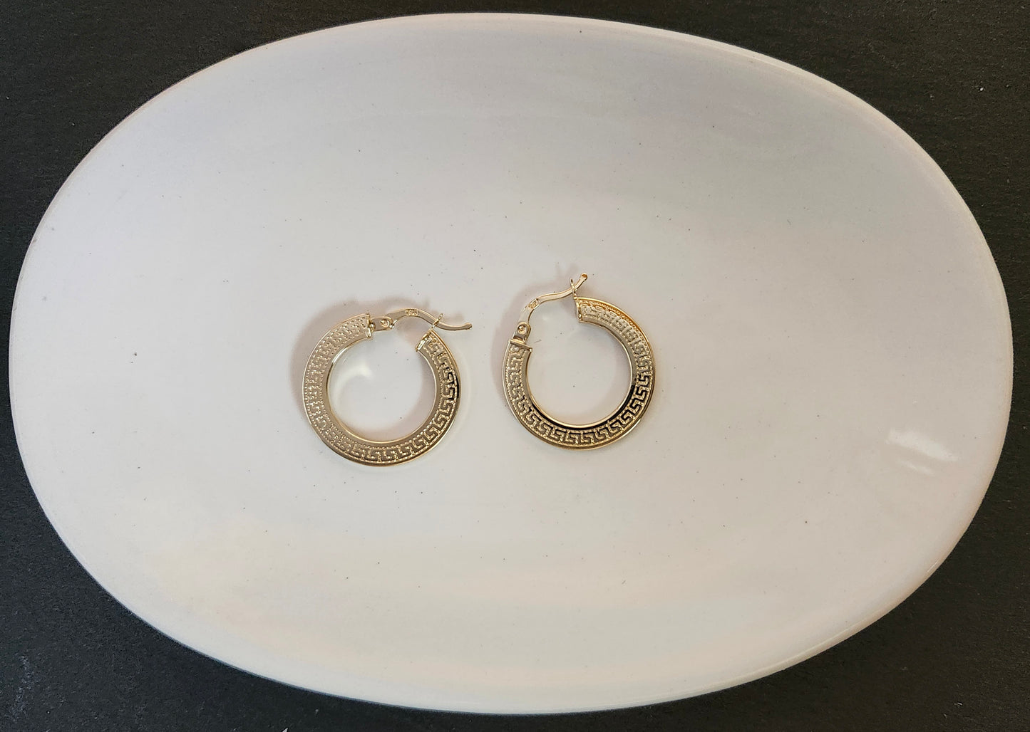 Geometric Vintage Hoop Earrings in 18k Solid Gold