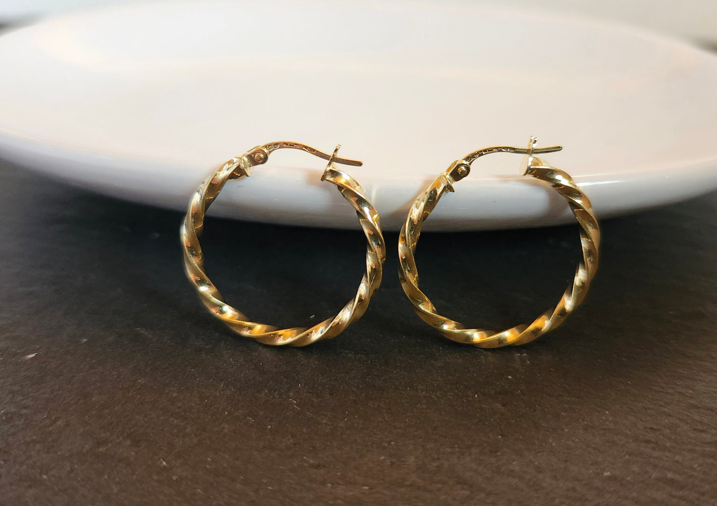 Polished Swirly Hoop Earrings in 18k Solid Gold