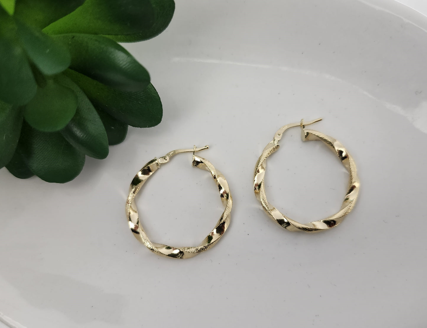 Textured Twisted Hoop Earrings in 18k Solid Gold