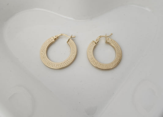 Geometric Vintage Hoop Earrings in 18k Solid Gold